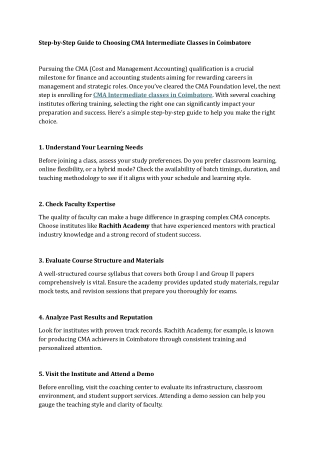 Step-by-Step Guide to Choosing CMA Intermediate Classes in Coimbatore