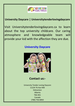 University Daycare Universitytenderlovingdaycare