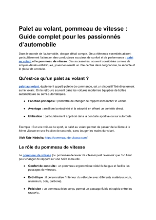 Palet au volant, pommeau de vitesse _ Guide complet pour les passionnés d’automobile
