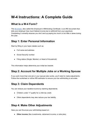 W-4 Instructions_ A Complete Guide