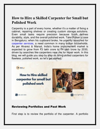 How to Hire a Skilled Carpenter for Small but Polished Work