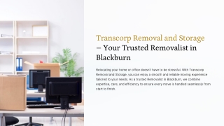 Professional Removalist in Blackburn by Transcorp Removal and Storage