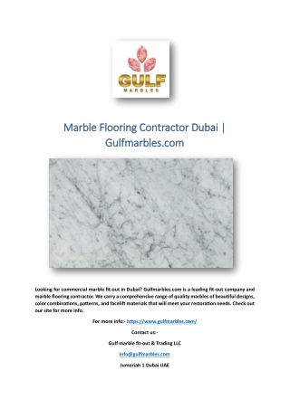 Marble Flooring Contractor Dubai | Gulfmarbles.com