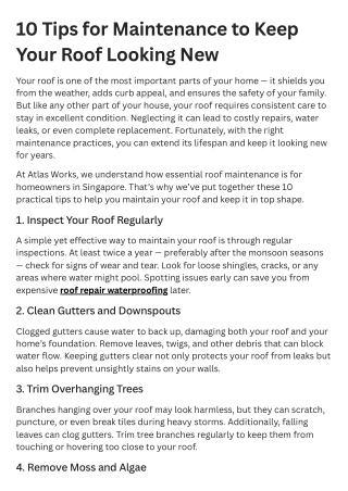 10 Tips for Maintenance to Keep Your Roof Looking New