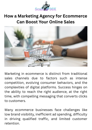How a Marketing Agency for Ecommerce Can Boost Your Online Sales