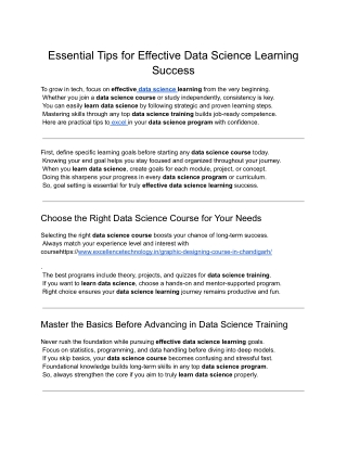 Essential Tips for Effective Data Science Learning Success