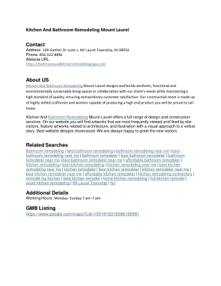 Kitchen And Bathroom Remodeling Mount Laurel