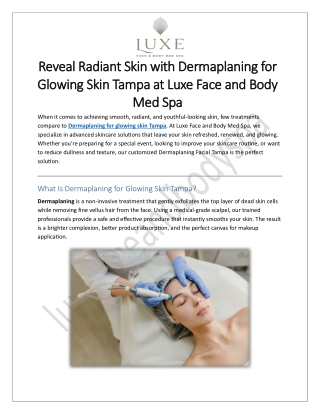 Dermaplaning for Glowing Skin Tampa at Luxe Face and Body Med Spa