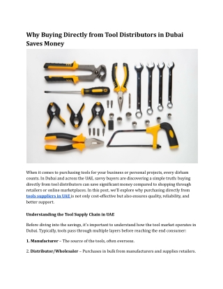 Why Buying Directly from Tool Distributors in Dubai Saves Money