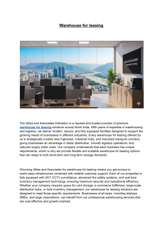 Sikka and Associates (Warehouse for leasing)