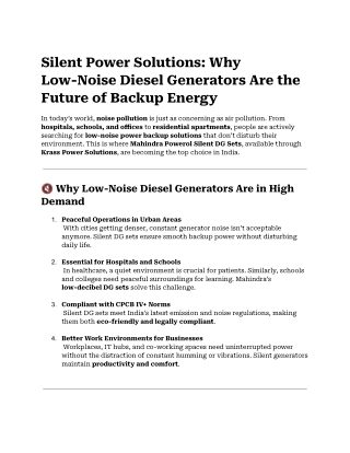 Silent Power Solutions_ Why Low-Noise Diesel Generators Are the Future of Backup Energy