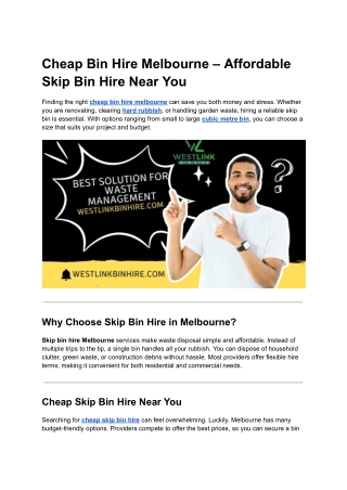 Cheap Bin Hire Melbourne – Affordable Skip Bin Hire Near You
