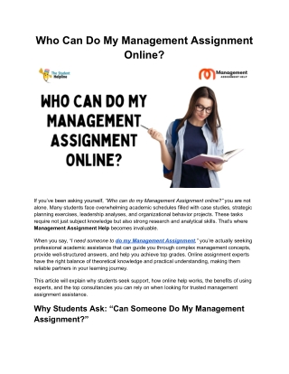 Who Can Do My Management Assignment Online