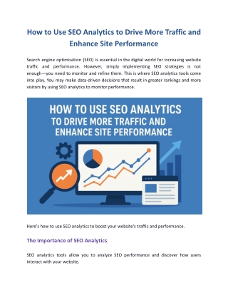 How to Use SEO Analytics to Drive More Traffic and Enhance Site Performance