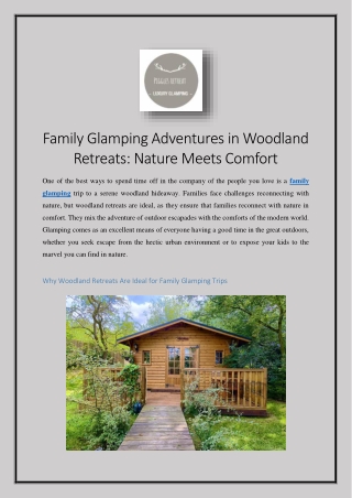 Family Glamping Adventures in Woodland Retreats Nature Meets Comfort