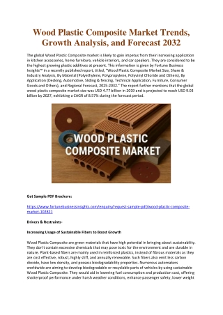 Wood Plastic Composite Market Share, Key Trends, and Forecast to 2032