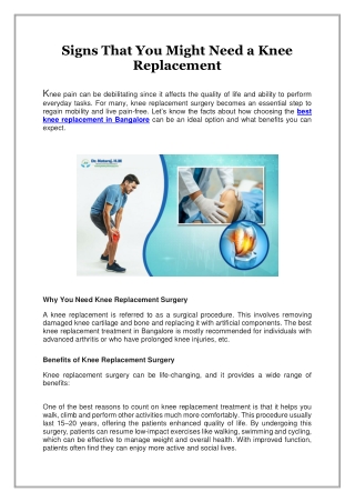 Signs That You Might Need a Knee Replacement