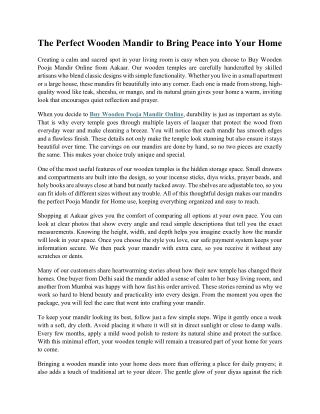 The Perfect Wooden Mandir to Bring Peace into Your Home