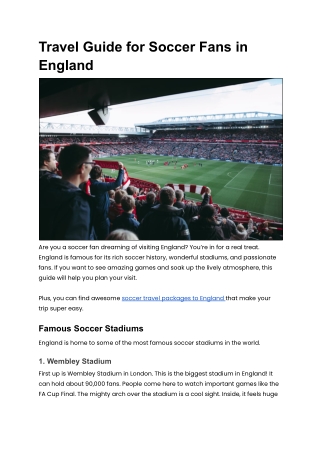 Travel Guide for Soccer Fans in England