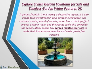 Explore Stylish Garden Fountains for Sale and Timeless Garden Water Features UK