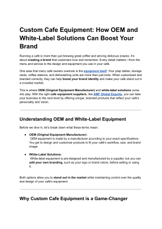 Custom Cafe Equipment: How OEM and White-Label Solutions Can Boost Your Brand