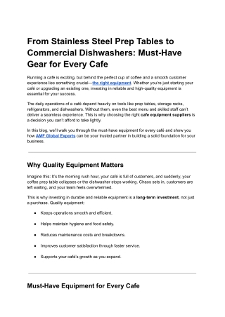From Stainless Steel Prep Tables to Commercial Dishwashers: Must-Have Gear for E