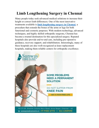 Limb Lengthening Surgery in Chennai