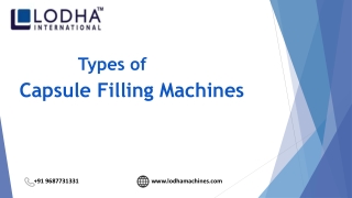 Types of Capsule Filling Machines