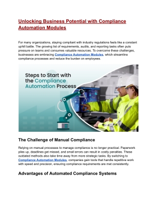 Streamline Business Processes with Compliance Automation Modules