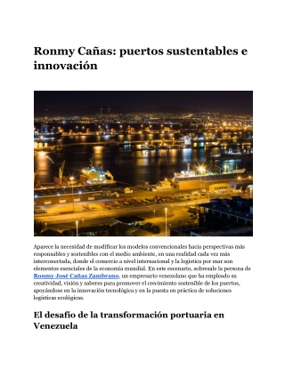 Ronmy Cañas_ puertos sustentables e innovación