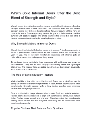 Which Solid Internal Doors Offer the Best Blend of Strength and Style