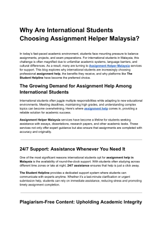 Why Are International Students Choosing Assignment Helper Malaysia