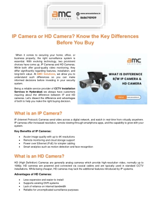 IP Camera or HD Camera Know the Key Differences Before You Buy