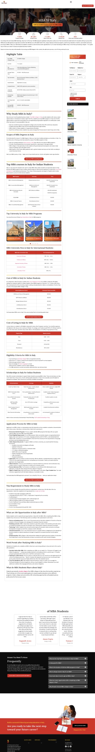 MBA in Italy – Top Universities & Global Career Path