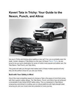 Kaveri Tata in Trichy_ Your Guide to the Nexon, Punch, and Altroz