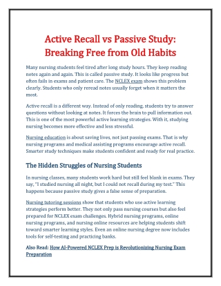 Active Recall vs Passive Study Breaking Free From Old Habit
