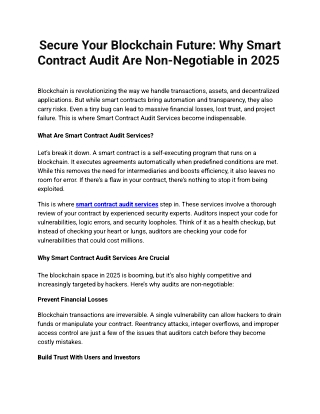 Secure Your Blockchain Future_ Why Smart Contract Audit Are Non-Negotiable in 2025