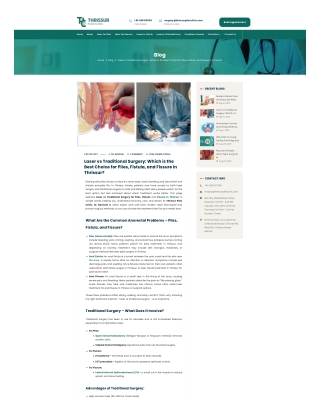 Laser vs Traditional Surgery for Piles, Fistula, and Fissure in Thrissur