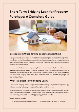 How Short-Term Bridging Loans Help You Secure Property Quickly?
