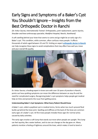 Early Signs and Symptoms of a Baker