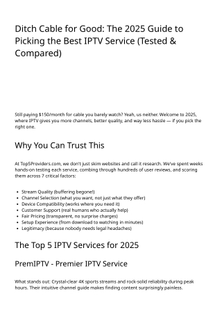 Ditch Cable for Good: The 2025 Guide to Picking the Best IPTV Service (Tested &