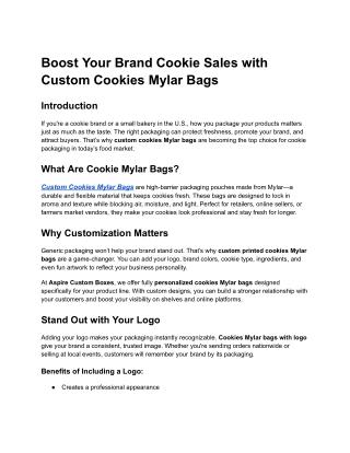 Boost Your Brand Cookie Sales with Custom Cookies Mylar Bags