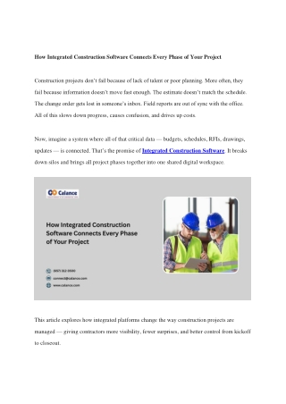 How Integrated Construction Software Connects Every Phase of Your Project