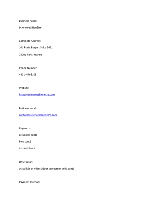 Science et BienÊtre