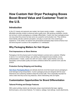 How Custom Hair Dryer Packaging Boxes Boost Brand Value and Customer Trust in the U