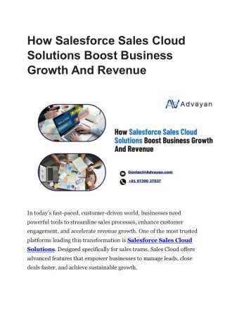 Salesforce Sales Cloud Solutions