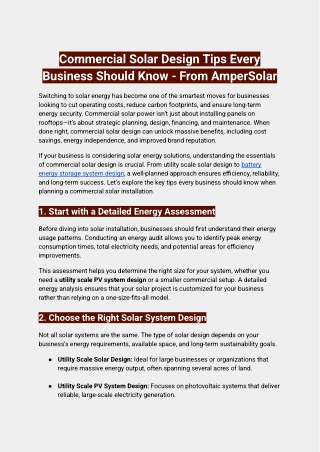 Commercial Solar Design Tips Every Business Should Know – From AmperSolar