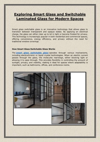Exploring Smart Glass and Switchable Laminated Glass for Modern Spaces