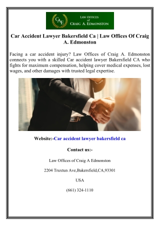 Car Accident Lawyer Bakersfield Ca  Law Offices Of Craig A. Edmonston