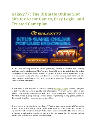 The Latest Gacor Slot88 Slot Site in the Galaxy Today